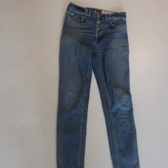 Womens Rag & Bone Blue Farrah Nina High-Rise Ankle Skinny Denim Jeans 23 - Picture 5 of 14
